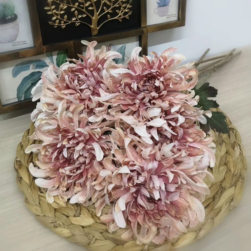 Искусственные цветы в Екатеринбурге | Цветок искусственный «Хризантема», персиково-розовая, одиночный