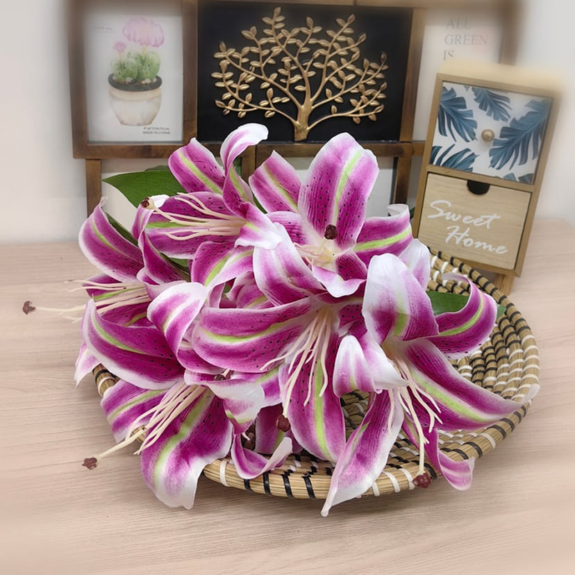 Искусственные цветы в Екатеринбурге | Цветы искусственные «Лилии крупные», розово-сиреневые, букет