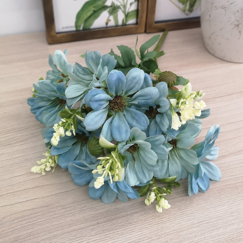 Искусственные цветы в Екатеринбурге | Цветы искусственные «Ромашки с бутонами», голубые, букет