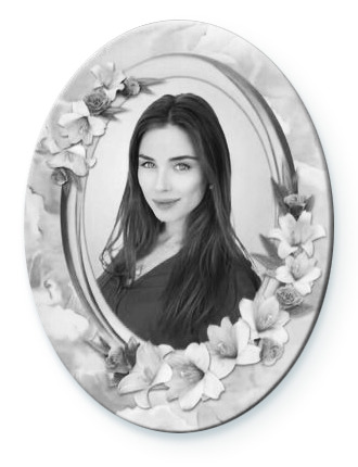 Фото на металлокерамике (фотокерамика) | Портрет/надписи на керамике Овал ч/б