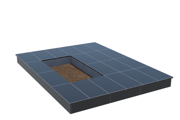 Площадки на могилу в Екатеринбурге | Площадка с вертикальной (15 см) облицовкой гранитом Габбро (под цветник)