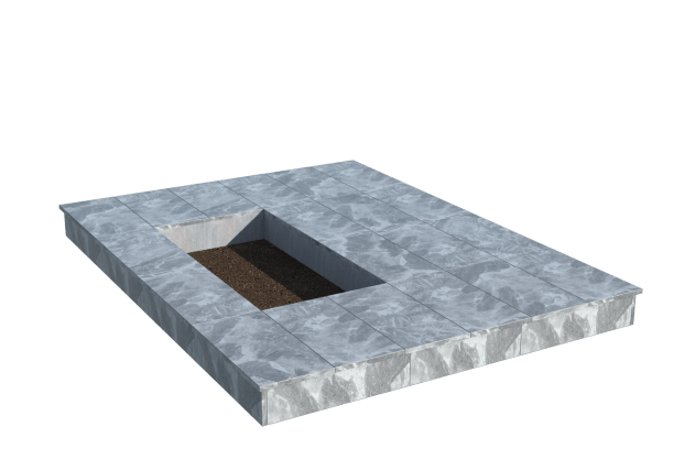 Площадки на могилу в Екатеринбурге | Площадка с вертикальной (15 см) мраморной облицовкой (под цветник)