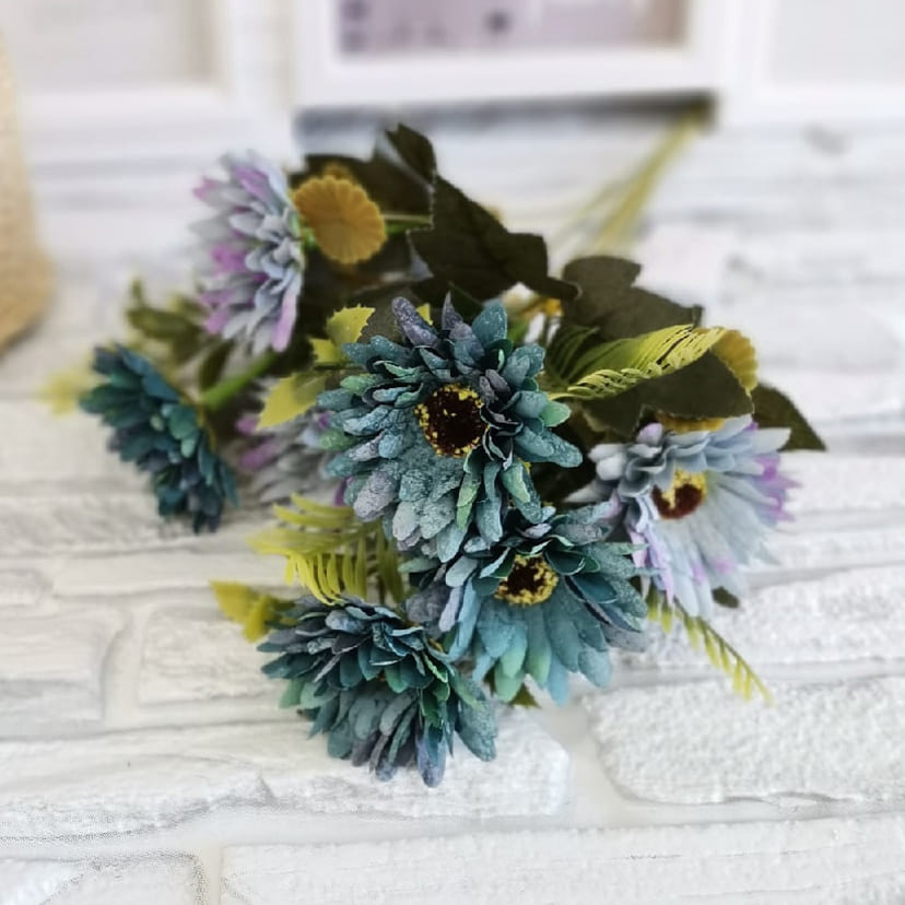 Искусственные цветы в Екатеринбурге | Цветы искусственные «Ромашки», фиолетово-голубые, букет