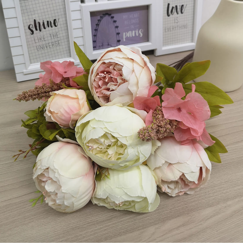 Искусственные цветы в Екатеринбурге | Цветы искусственные «Пионы», молочно-розовые, букет