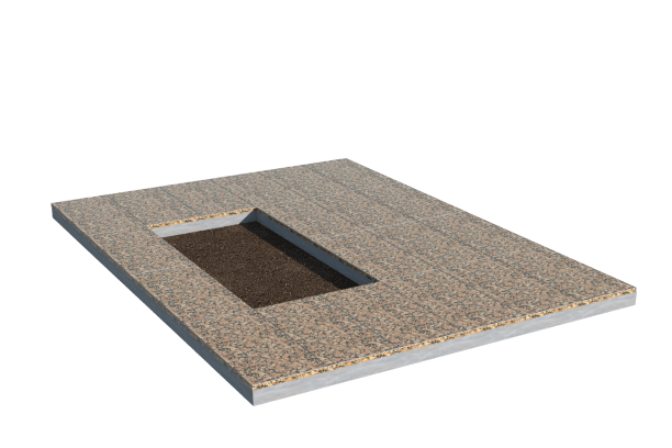 Площадки на могилу в Екатеринбурге | Площадка с облицовкой Южно-Султаевским гранитом (под цветник)