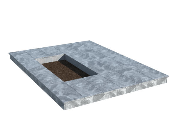 Площадки на могилу в Екатеринбурге | Площадка с вертикальной (10 см) мраморной облицовкой (под цветник)