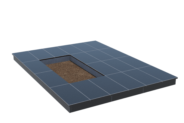 Площадки на могилу в Екатеринбурге | Площадка с вертикальной (10 см) облицовкой гранитом Габбро (под цветник)