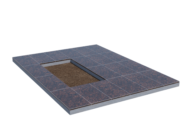 Площадки на могилу в Екатеринбурге | Площадка с облицовкой Дымовским гранитом (под цветник)